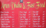 Arun Dhaba & Fast Food menu 1