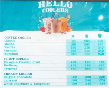 Costa Coffee menu 