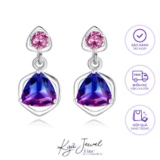 Khuyên tai bạc nữ đá tam giác màu tím sang trọng Kya Jewel