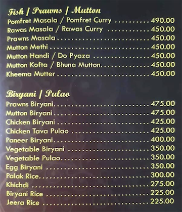 Neelam's Pride menu 