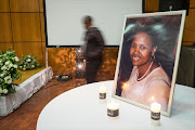 A portrait of Hope Zinde at her memorial service at the Hellenic Community Centre in Pretoria Picture: DAYLIN PAUL