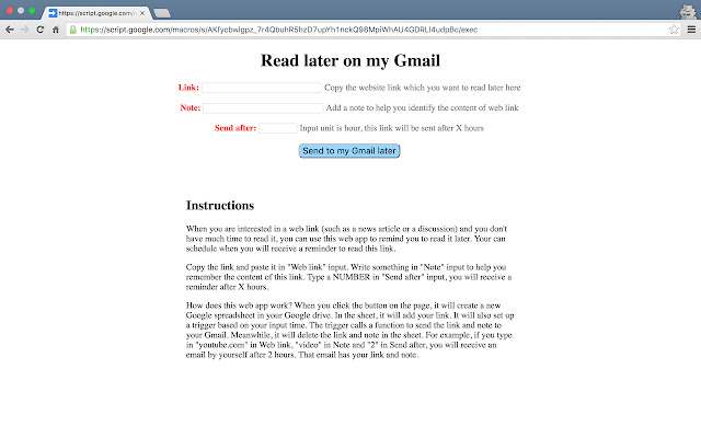 Read later on my Gmail chrome extension