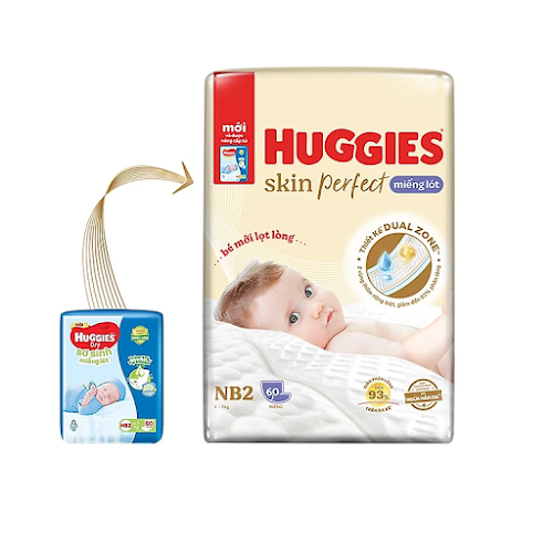 Miếng lót sơ sinh Huggies Skin Perfect Newborn 2 (4-7kg) - N60 (Gói 60 miếng)