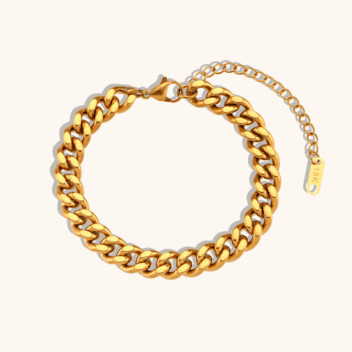 Title 6, Simple Cuban Link Chain Gold Bracelet, a specia...