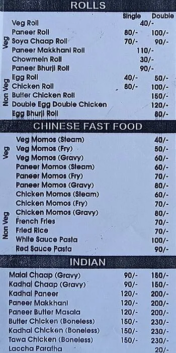 10 Ten Rolls menu 