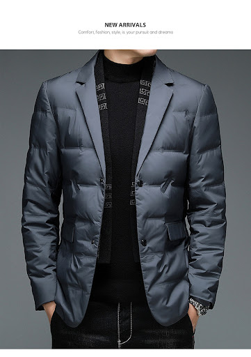 Title 3, Winter Mens Suit Detachable Scarf Collar Casua...