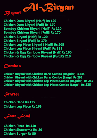 Al-Biryan menu 1