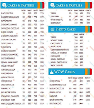 O Cakes menu 1