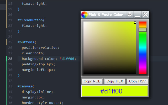 Pick & Paste Color Picker chrome extension