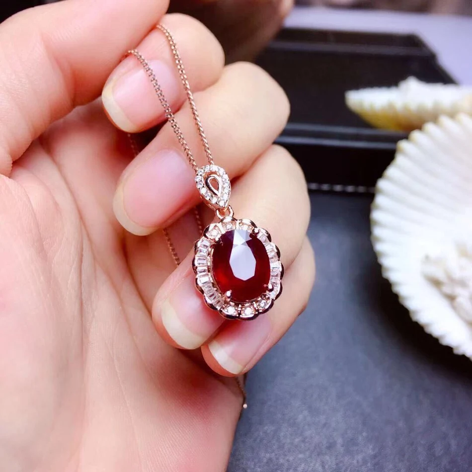 Ruby Ring Pendant Set with Crystals. A stunning gift for her. Elegant jewelry to enhance natural beauty, perfect for any