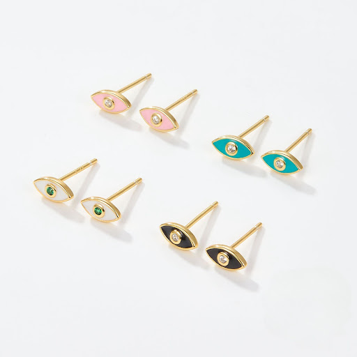 Title 4, Colorful Oil Necklace Eye Stud Earrings Simple ...
