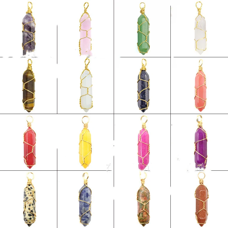 Title 20, Handgewikkelde hexagonale kolom kristal ketting...