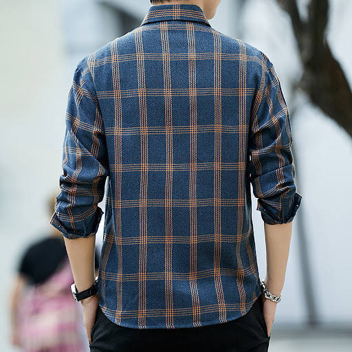 Title 4, New Style Plaid Long Sleeved Shirt for Men, Loo...