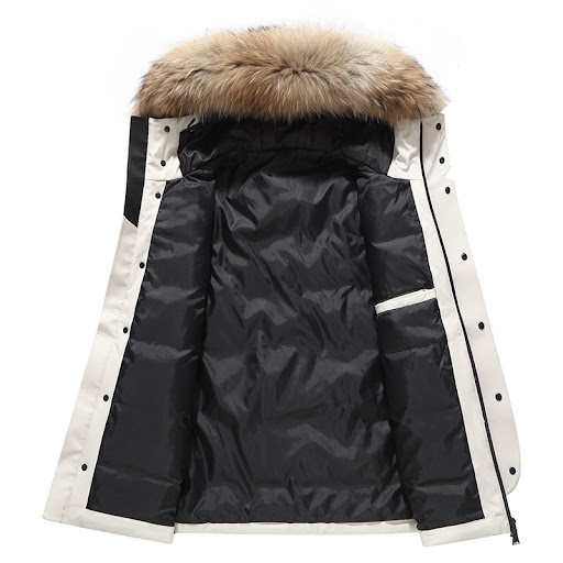 Title 6, Mens Hooded Down Jacket Thick Warm Coat Fur Co...
