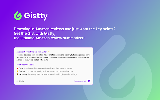 Gistty: Amazon Review Summarizer