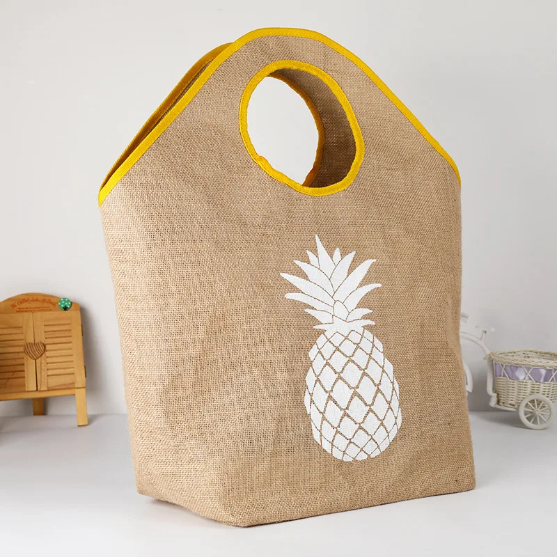 Bolsa de playa súper grande, bolsa de yute gruesa recubierta de goma, bolsa de lino portátil para compras