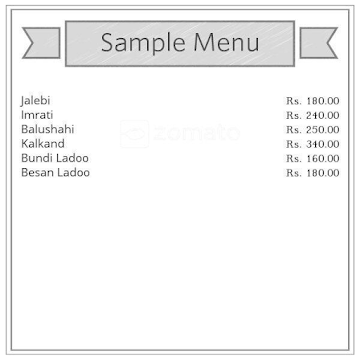 Jagdamba Sweet House menu 