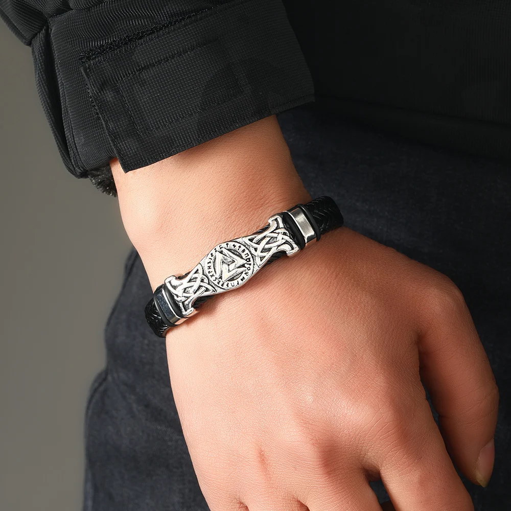Title 5, Bracelet en cuir pour homme style punk avec cor...