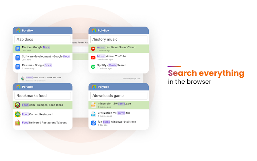 PolyBox - Search tabs, bookmarks, history, downloads, launcher & dashboard
