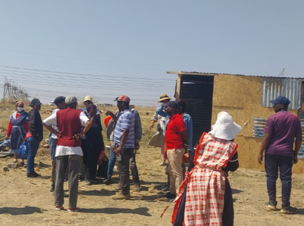 A group of people invaded an open piece of land in Olievenhoutbosch after the EFF allegedly claimed there was free land for all who needed it.