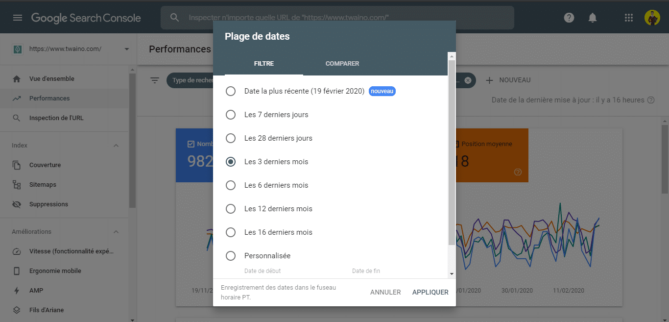 Comparer les performance d une page dans la Search Console