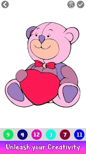 Cute Teddy Bear Color by Number - Girls Coloring(圖5)-速報App