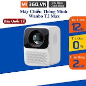 Máy Chiếu Thông Minh Xiaomi Mini Wanbo T2 Max Full Hd 1080P, 120 Inch, Tích Hợp 2 Loa 3W Bản Quốc Tế Chính Hãng