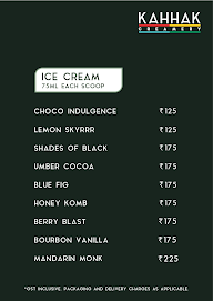 Kahhak Creamery menu 1