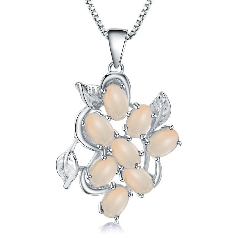Vintage natuurlijk gekleurde edelstenen ingelegde S925 zilveren ketting hanger, een tijdloze en elegante toevoeging.