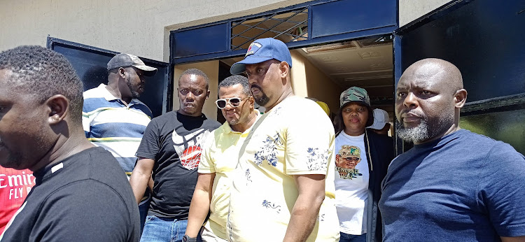 UDA vice chair Hassan Omar (in glasses) at Mvumoni in Bofu ward, Likoni on Saturday