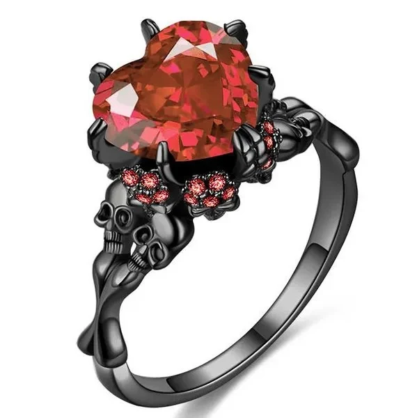 Title 5, Bague vintage de luxe, cœur pêche et zircon crâ...