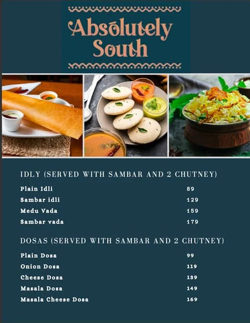 Absolutely South menu 