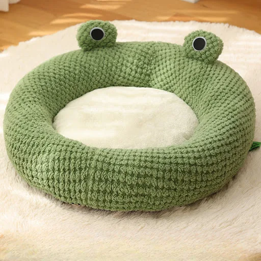 New Pet Nest Winter Warm Dog Den Cat Villa Plush Pets Mattress Small Frog Shape Semi Enclosed Kitten Puppy House Pet Sup