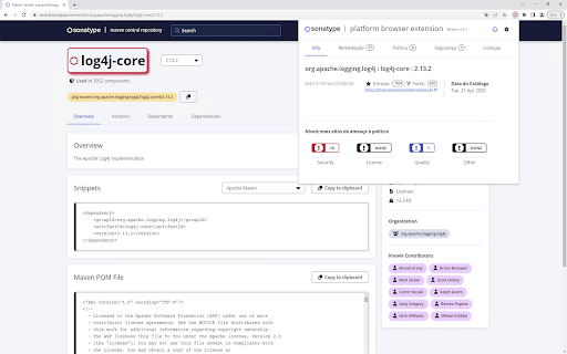 Extensão de browser da Plataforma Sonatype