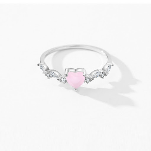 Title 3, S925 Sterling Silver Young Girl Pink Love Heart...