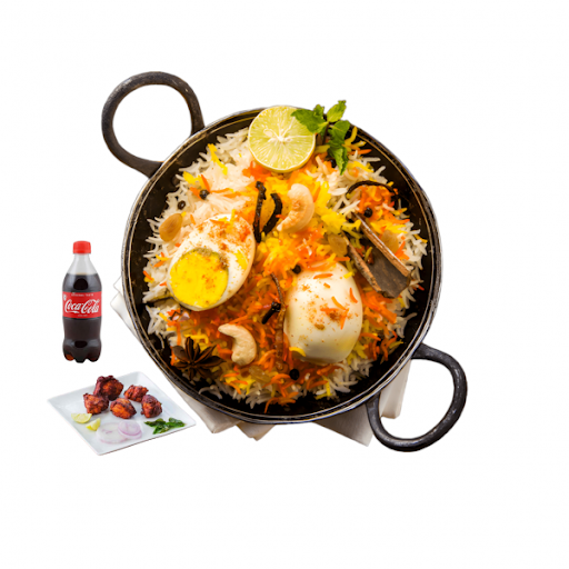 Egg Biryani + 3 Pcs Kabab + Coke 200 Ml