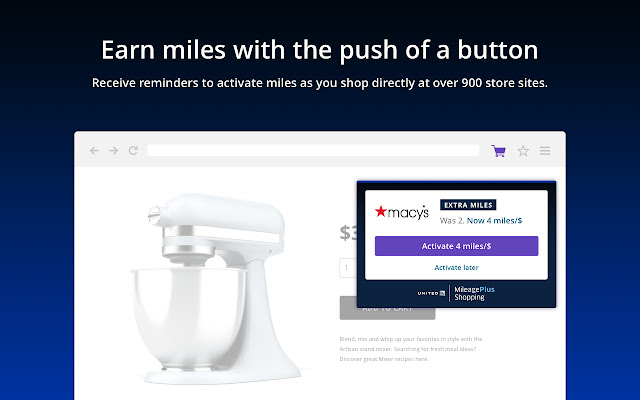 United Airlines MileagePlus® Shopping button chrome extension