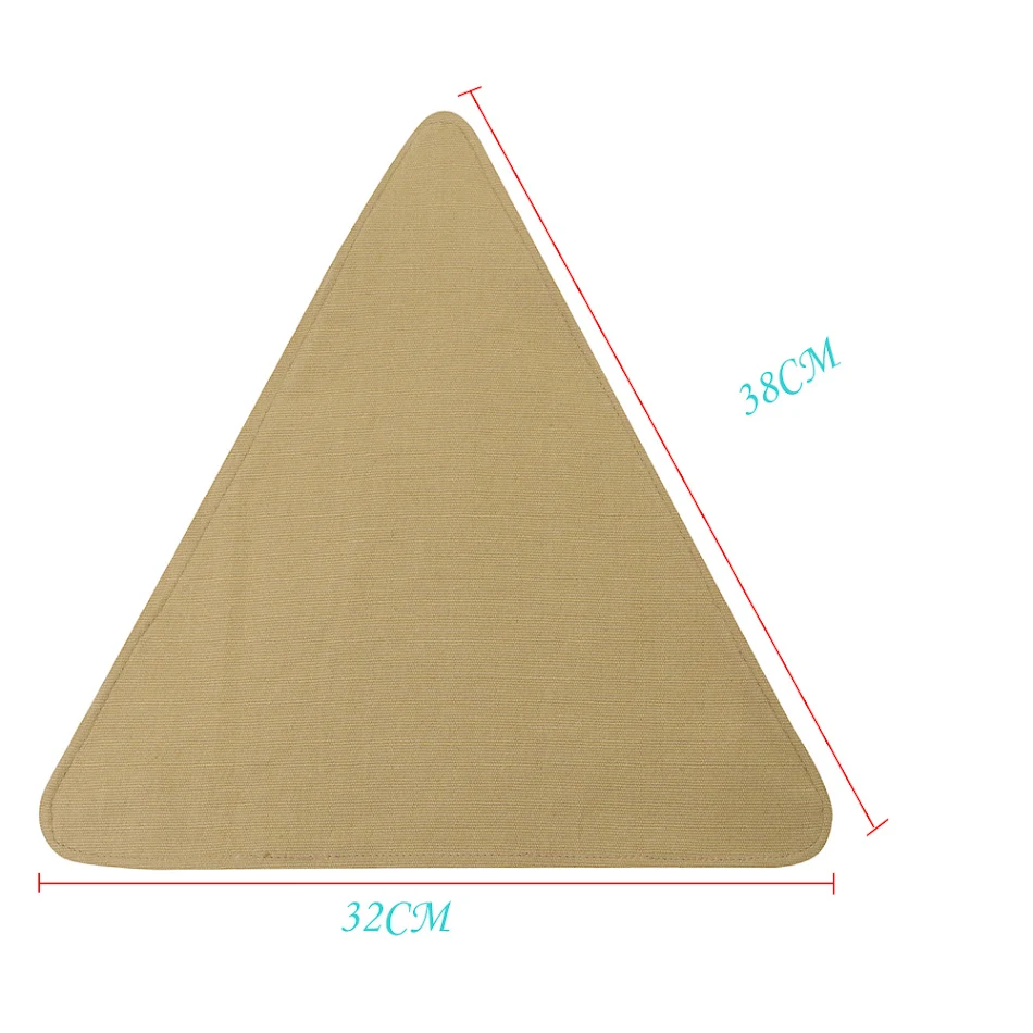 Folding portable camping and hiking trip triangular fabric stool. Lightweight, easy to carry, and perfect for outdoor ad
