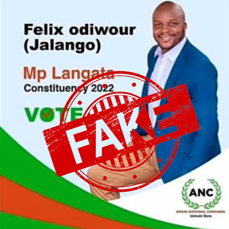 Fake social media post alluding to Jalang'o vying for Langata MP on an ANC ticket.