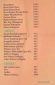 Sona Sweets Sri Udipi Restaurant menu 8