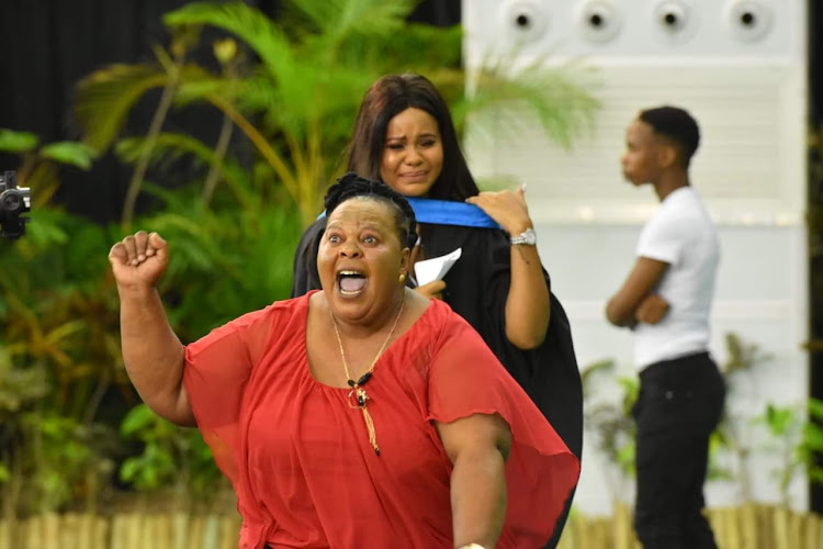 Gabisile Mbatha cried tears of joy as she took to the stage to support her niece Nongcebo Khuzwayo, the first graduate in the family.