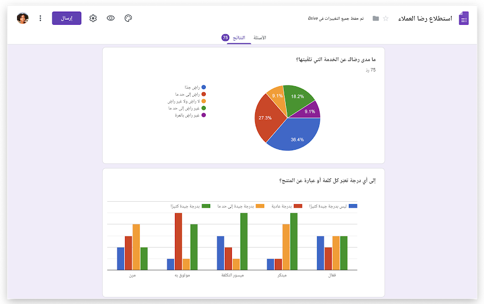 قوقل نموذج عمل استبيان