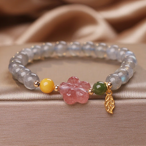 Title 2, Niche Gray Moonstone Bracelet for Women, Elegan...