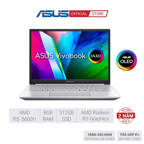 Laptop Asus Vivobook M3401Qa - Km006W R5 - 5600H/8Gb/512Gb Ssd Pcle/14 - Inch Oled 2.8K