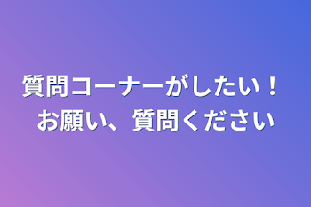 質問コーナーがしたい！     お願い、質問ください