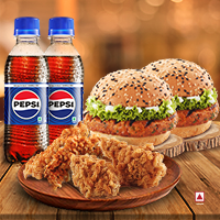 2Peri Peri Grilled Chk Burger+2Peri Peri Strips+2Fried Wings+2Pepsi250