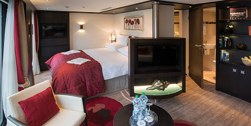The 300-square-foot Royal Suite on Avalon Tapestry II includes a spacious seating area and stocked minibar.