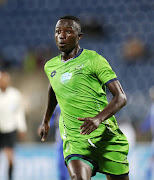 Brian Mwila of Platinum Stars during 2017 Telkom Knockout match between Maritzburg United and Platinum Stars at Harry Gwala Stadium, Pietermaritzburg South Africa on 28 October 2017.