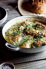 Nigel Slater's Coq au Riesling was pinched from <a href="http://simply-delicious-food.com/2013/06/26/nigel-slaters-coq-au-riesling/" target="_blank">simply-delicious-food.com.</a>