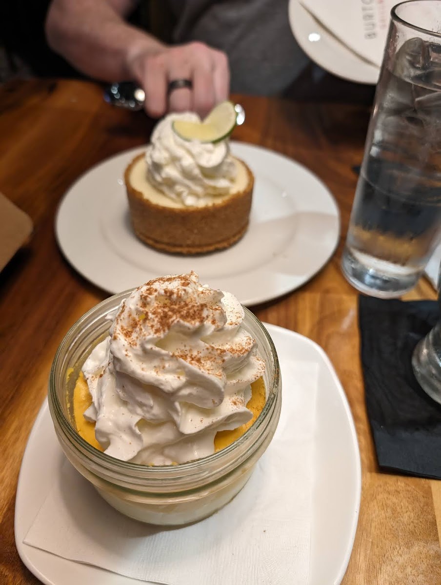 Gluten free pumpkin cheesecake and (sadly) not gluten free key lime pie